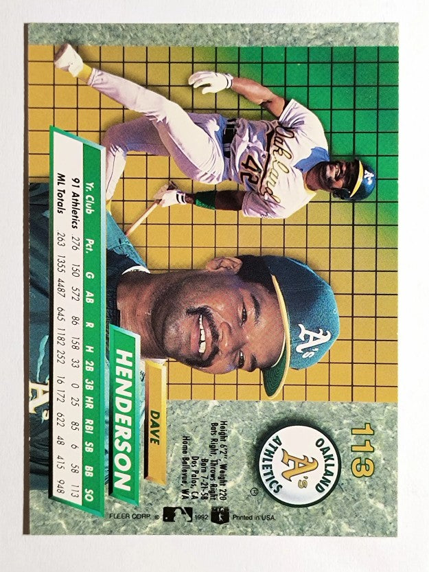 1992 Ultra #113 Dave Henderson