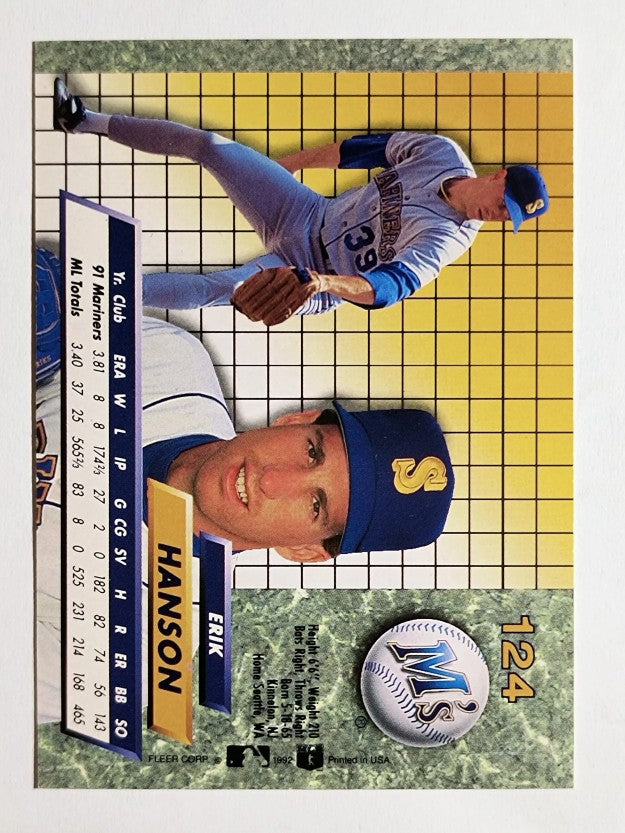 1992 Ultra #124 Erik Hanson
