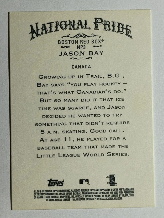 2009 Topps Allen and Ginter National Pride #NP3 Jason Bay