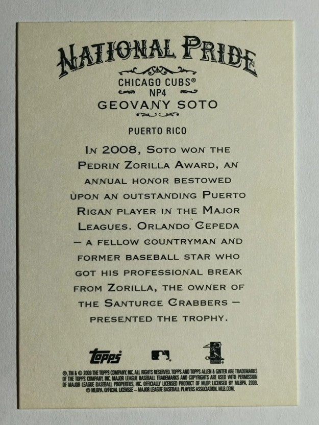 2009 Topps Allen and Ginter National Pride #NP4 Geovany Soto