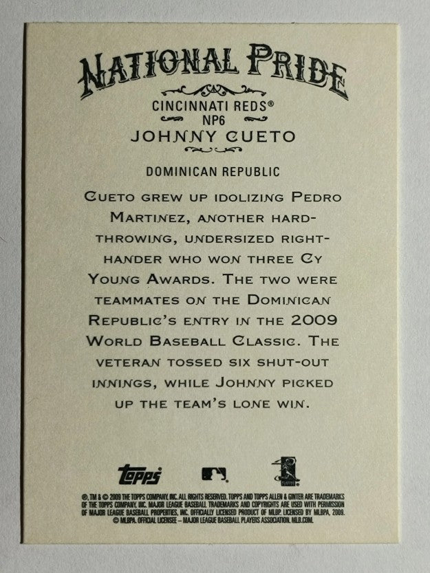 2009 Topps Allen and Ginter National Pride #NP6 Johnny Cueto