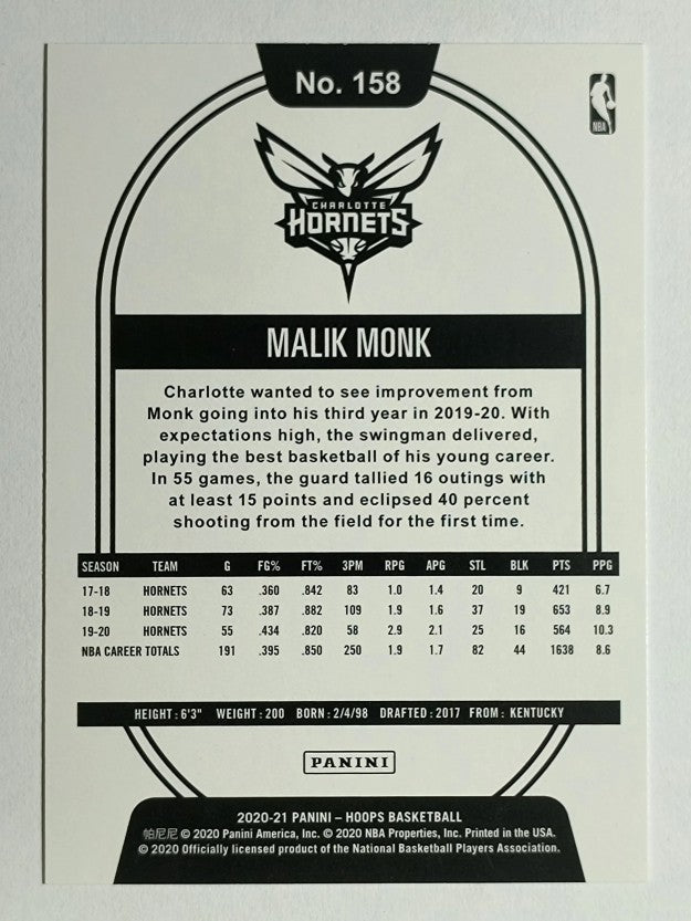 2020-21 Hoops #158 Malik Monk