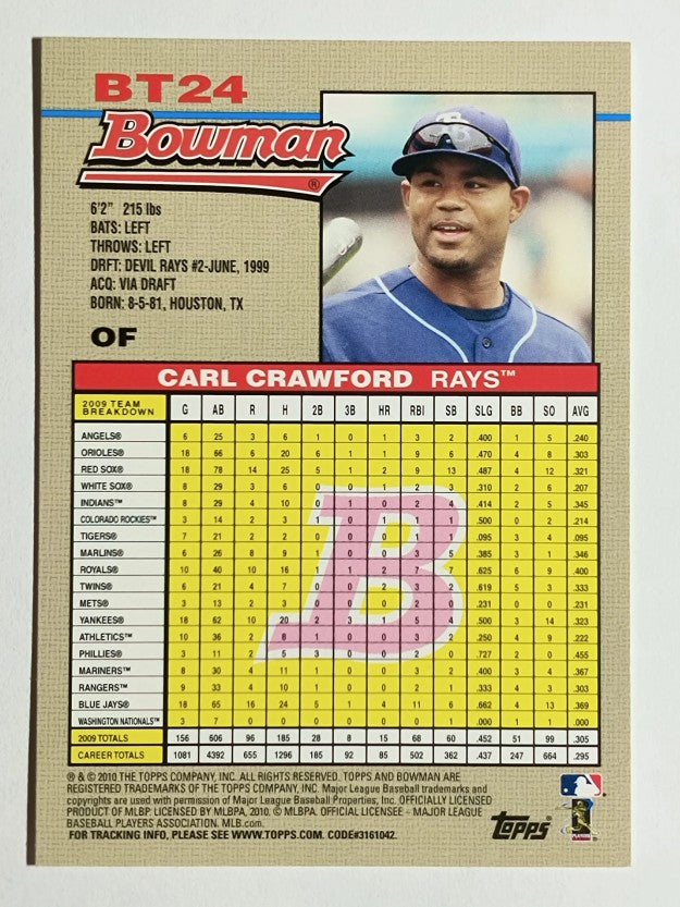 2010 Bowman 1992 Bowman Throwbacks #BT24 Carl Crawford