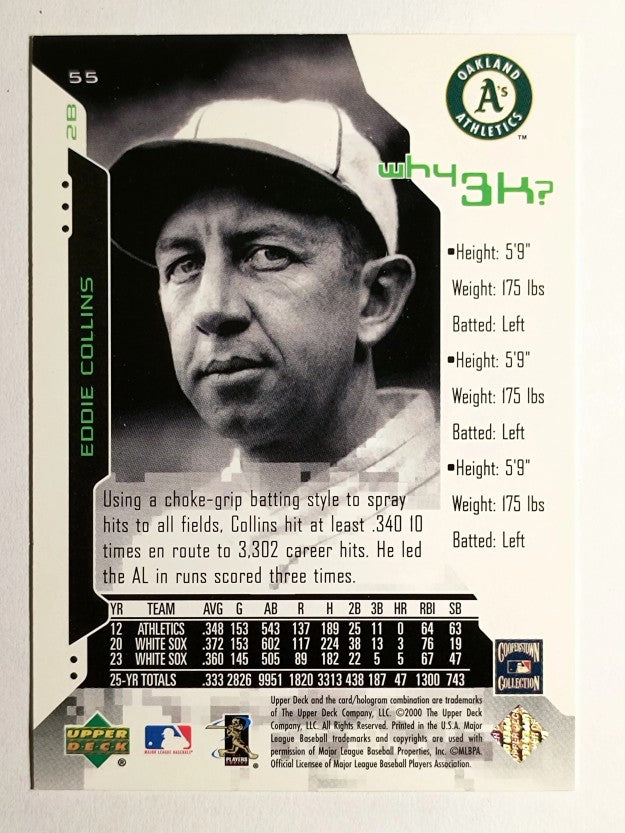 2000 Upper Deck Hitter's Club #55 Eddie Collins W3K