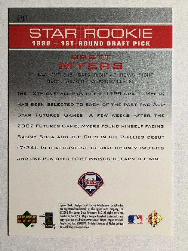 2003 Upper Deck #22 Brett Myers SR