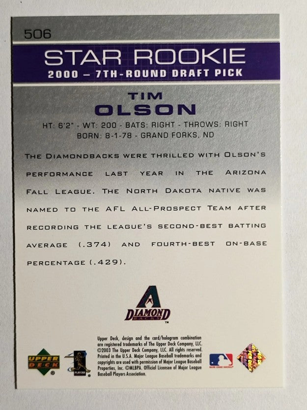 2003 Upper Deck #506 Tim Olson SR RC
