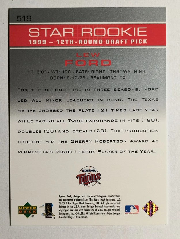 2003 Upper Deck #519 Lew Ford SR RC