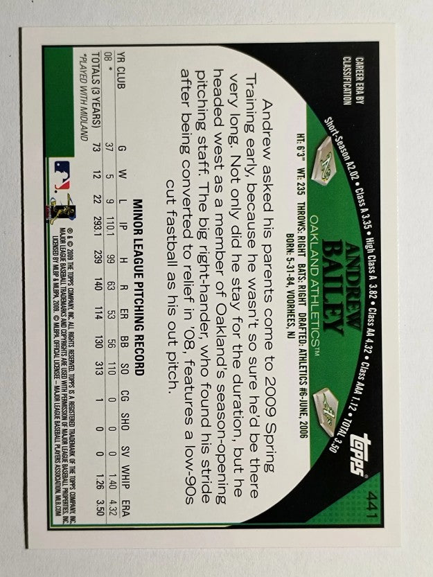 2009 Topps Wal-Mart Black Border #441 Andrew Bailey