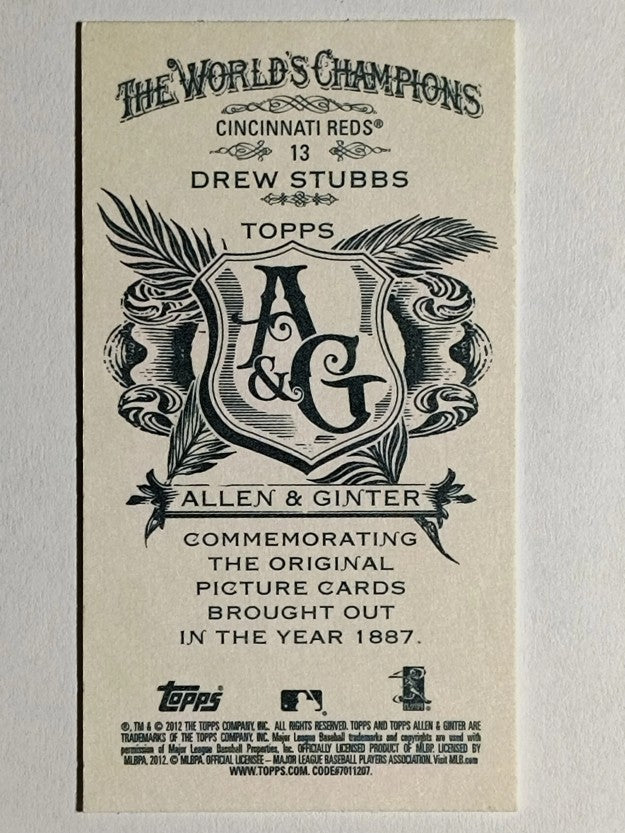 2012 Topps Allen and Ginter Mini A and G Back #13 Drew Stubbs
