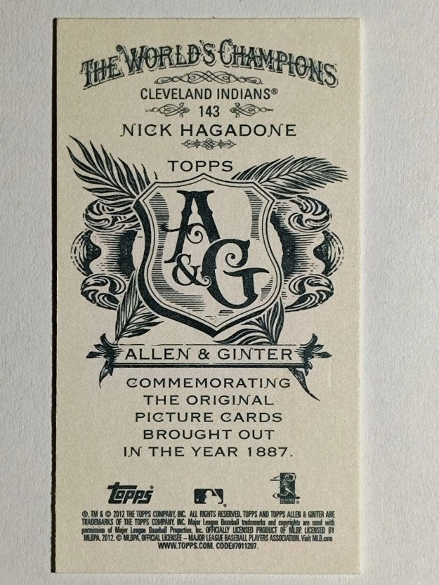 2012 Topps Allen and Ginter Mini A and G Back #143 Nick Hagadone