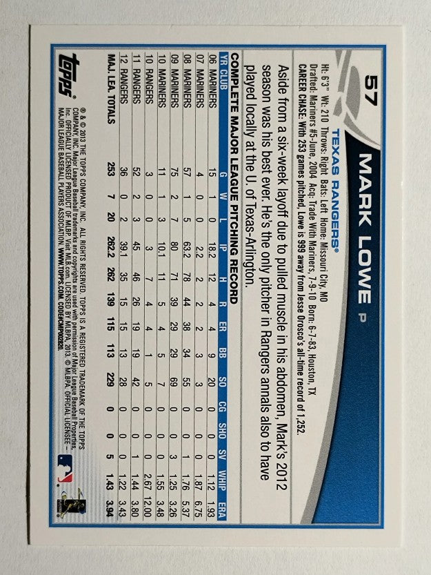 2013 Topps #57 Mark Lowe