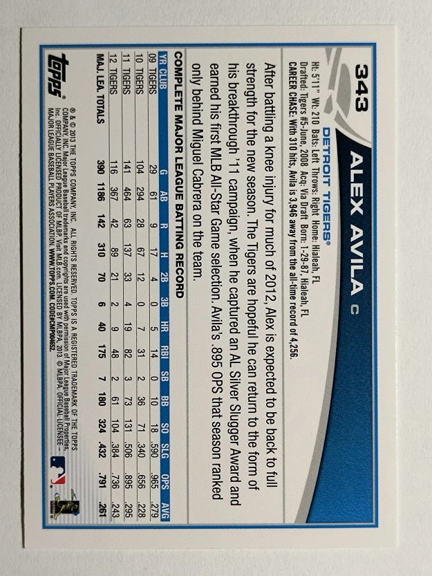 2013 Topps #343 Alex Avila