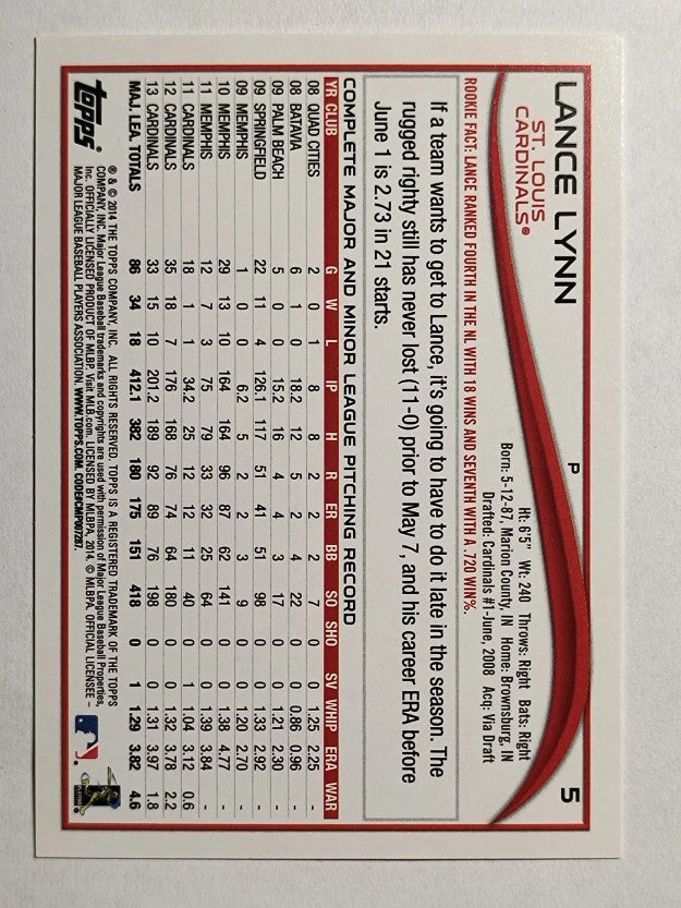 2014 Topps #5 Lance Lynn