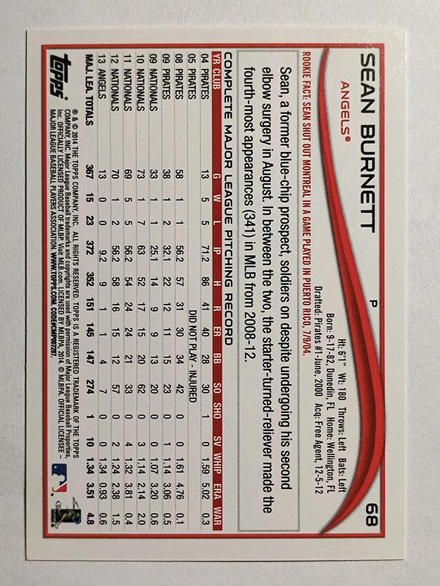 2014 Topps #68 Sean Burnett