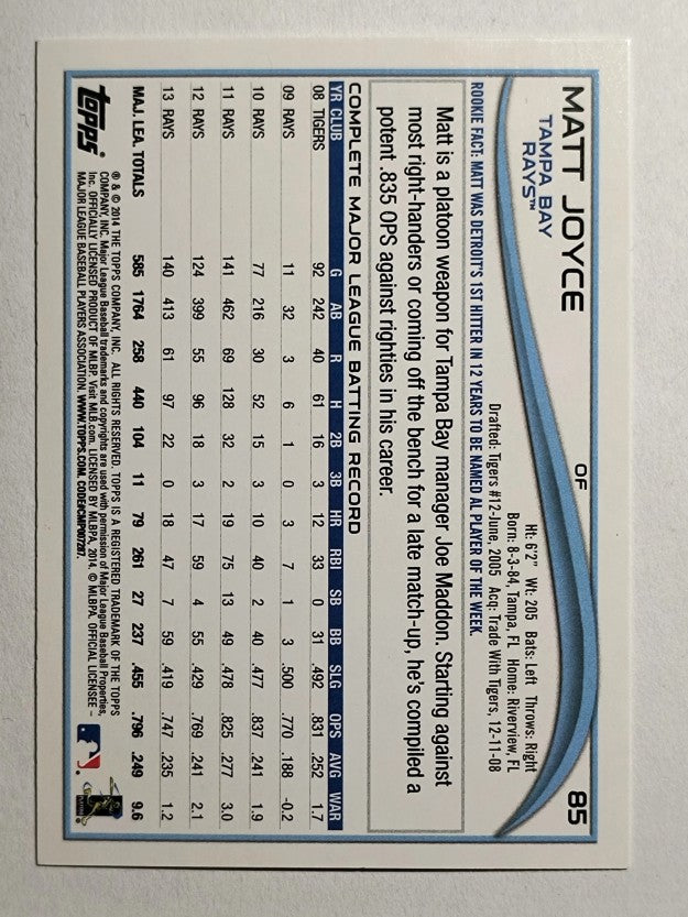 2014 Topps #85 Matt Joyce