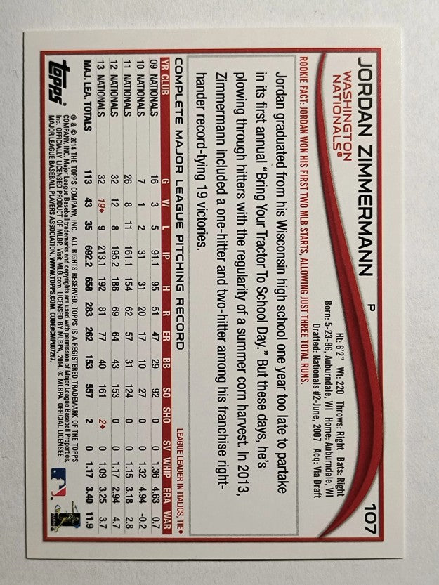 2014 Topps #107 Jordan Zimmermann