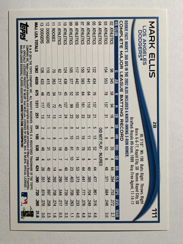 2014 Topps #111 Mark Ellis