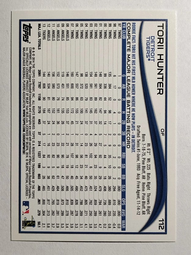 2014 Topps #112 Torii Hunter