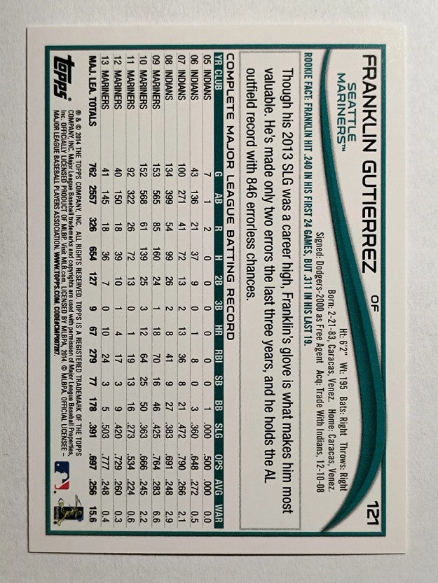 2014 Topps #121 Franklin Gutierrez