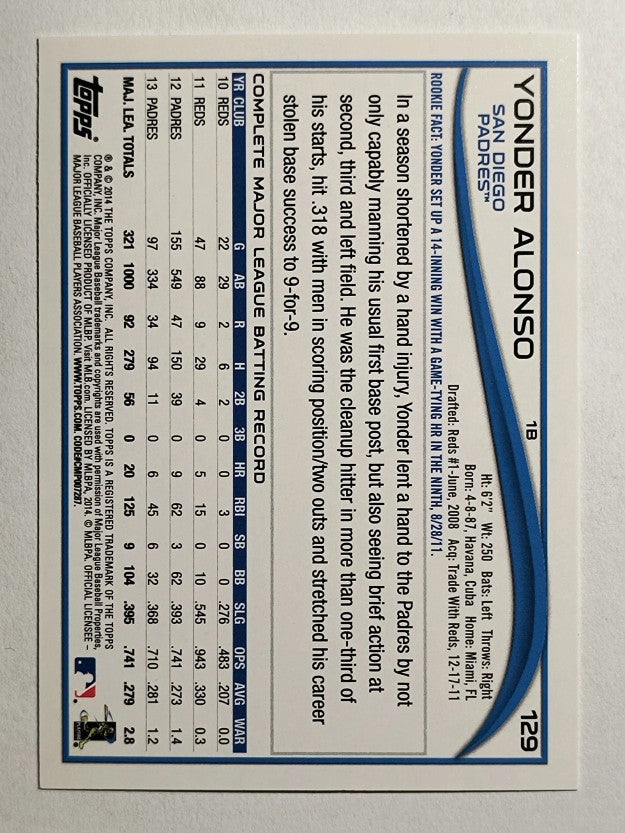 2014 Topps #129 Yonder Alonso