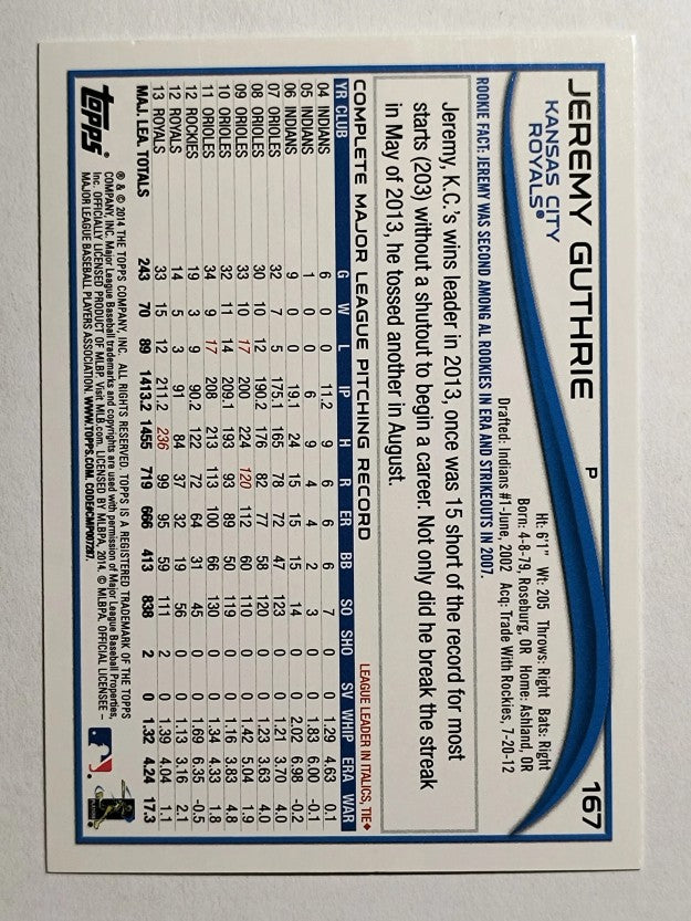 2014 Topps #167 Jeremy Guthrie