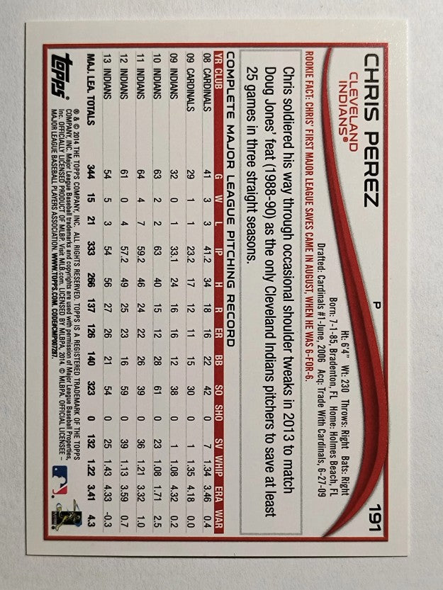 2014 Topps #191 Chris Perez