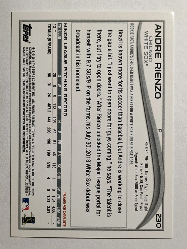 2014 Topps #230 Andre Rienzo RC