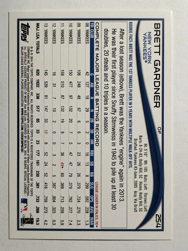 2014 Topps #254 Brett Gardner