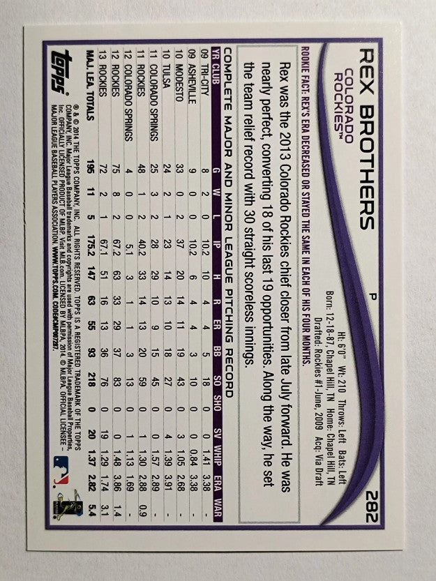 2014 Topps #282 Rex Brothers
