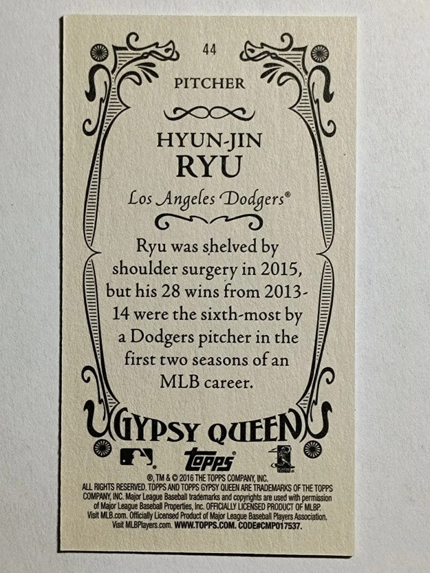 2016 Topps Gypsy Queen Mini #44 Hyun-Jin Ryu