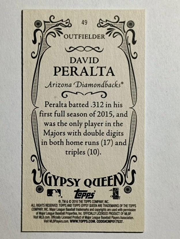 2016 Topps Gypsy Queen Mini #49 David Peralta