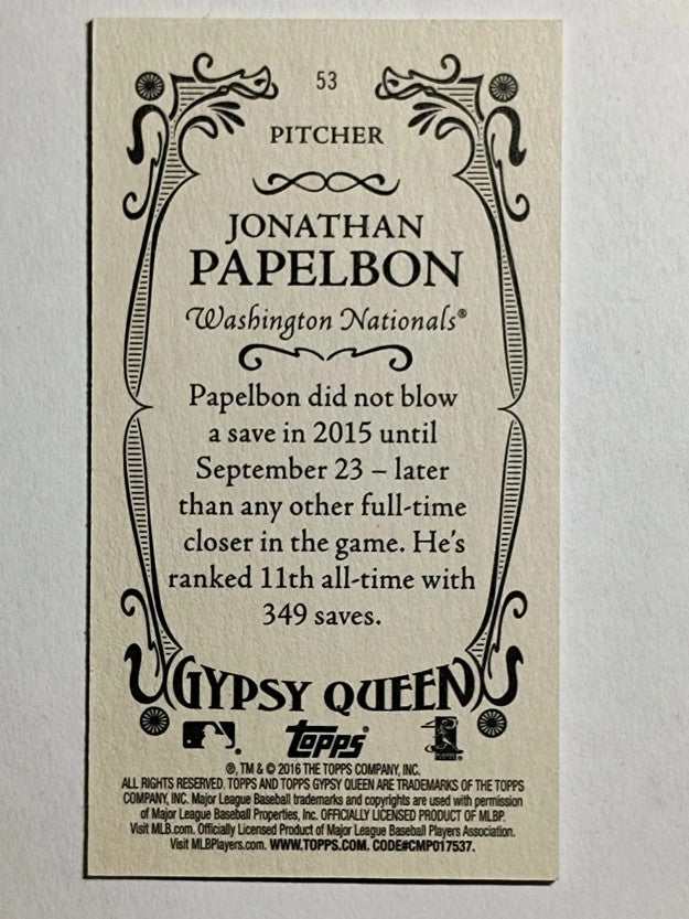 2016 Topps Gypsy Queen Mini #53 Jonathan Papelbon