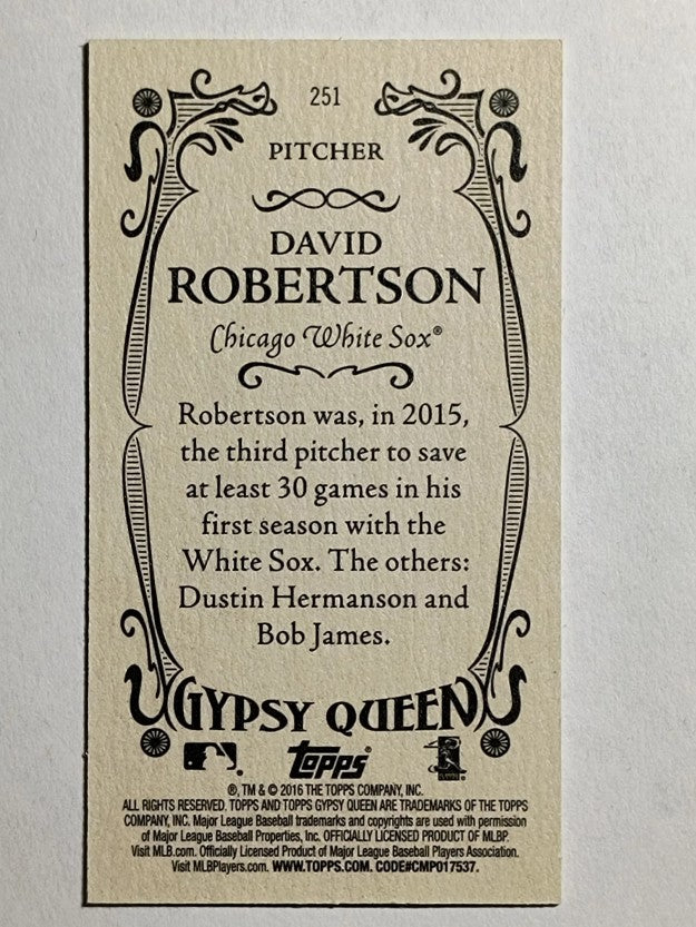 2016 Topps Gypsy Queen Mini #251 David Robertson