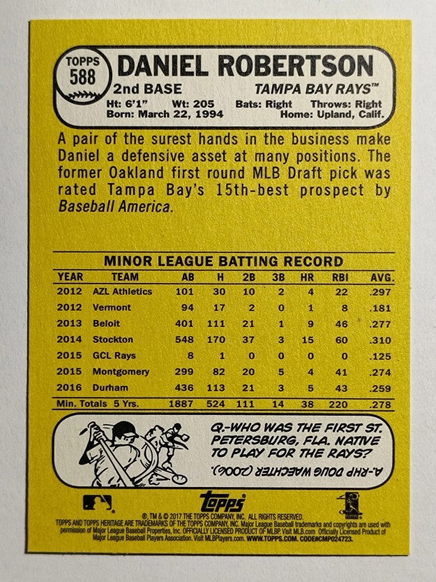 2017 Topps Heritage #588 Daniel Robertson RC