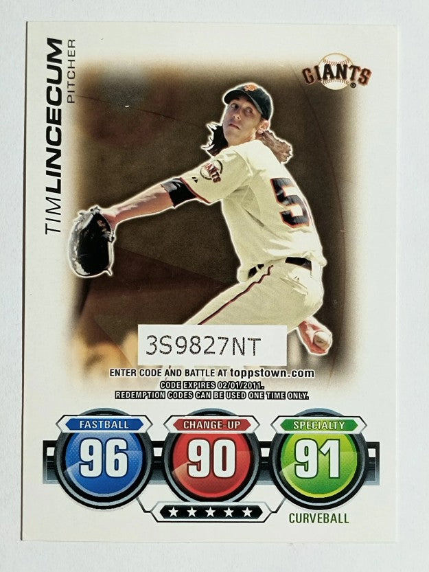 2010 Topps Series 2 Attax Code Cards #16 Tim Lincecum