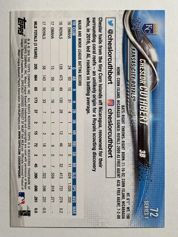 2018 Topps #72 Cheslor Cuthbert