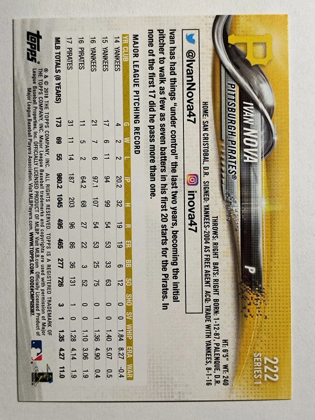 2018 Topps #222 Ivan Nova