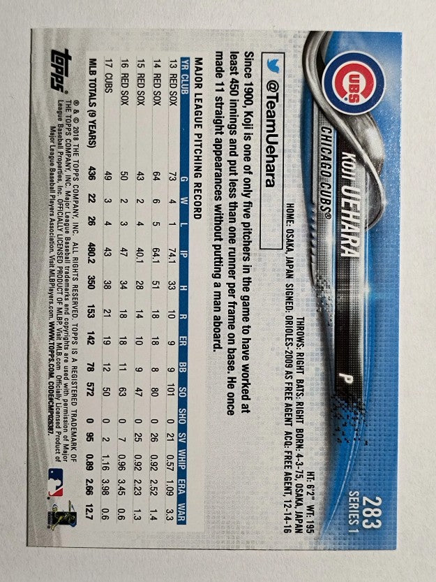 2018 Topps #283 Koji Uehara