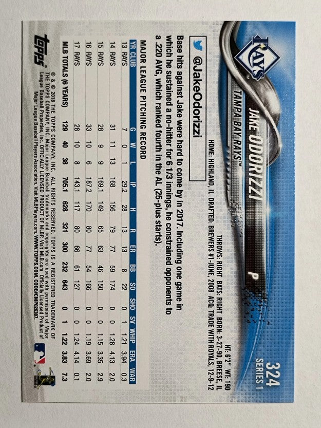 2018 Topps #324 Jake Odorizzi