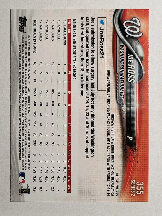 2018 Topps #355 Joe Ross