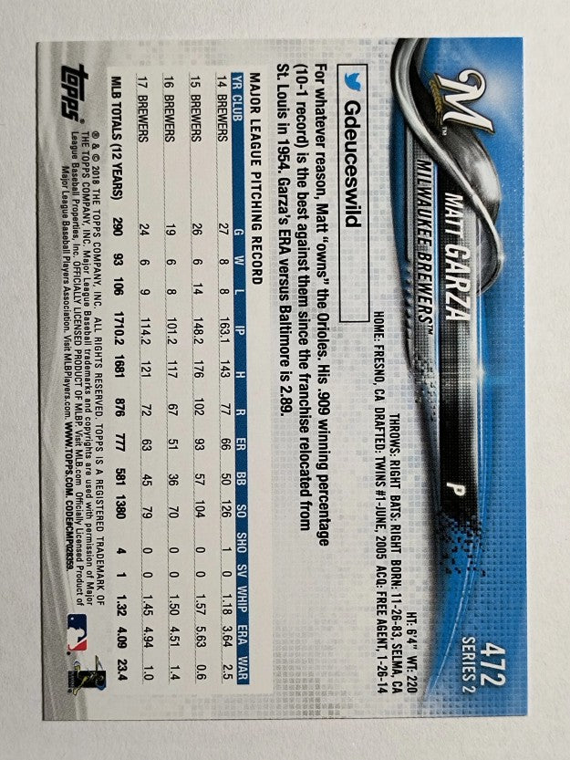 2018 Topps #472 Matt Garza