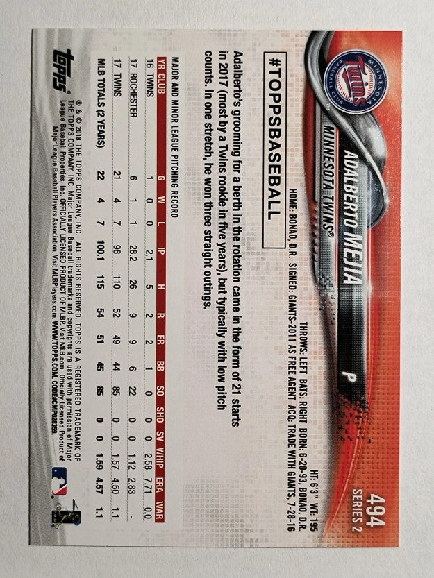 2018 Topps #494 Adalberto Mejia