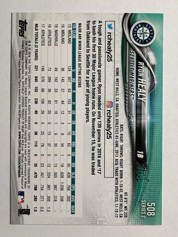 2018 Topps #508 Ryon Healy