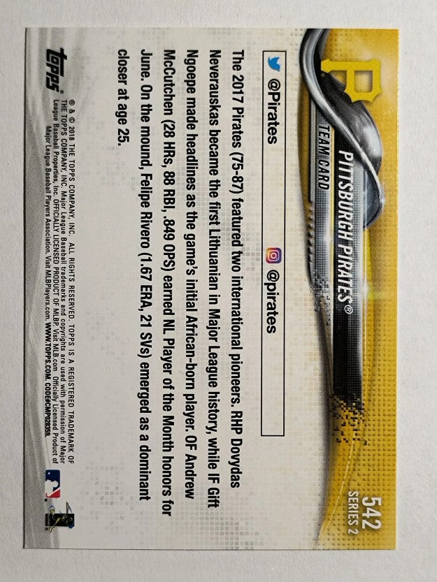 2018 Topps #542 Pittsburgh Pirates