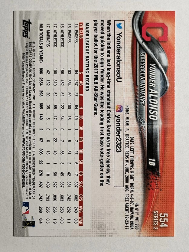2018 Topps #554 Yonder Alonso