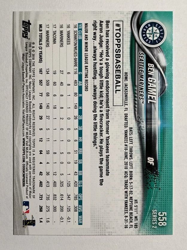 2018 Topps #558 Ben Gamel