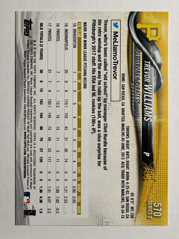 2018 Topps #570 Trevor Williams