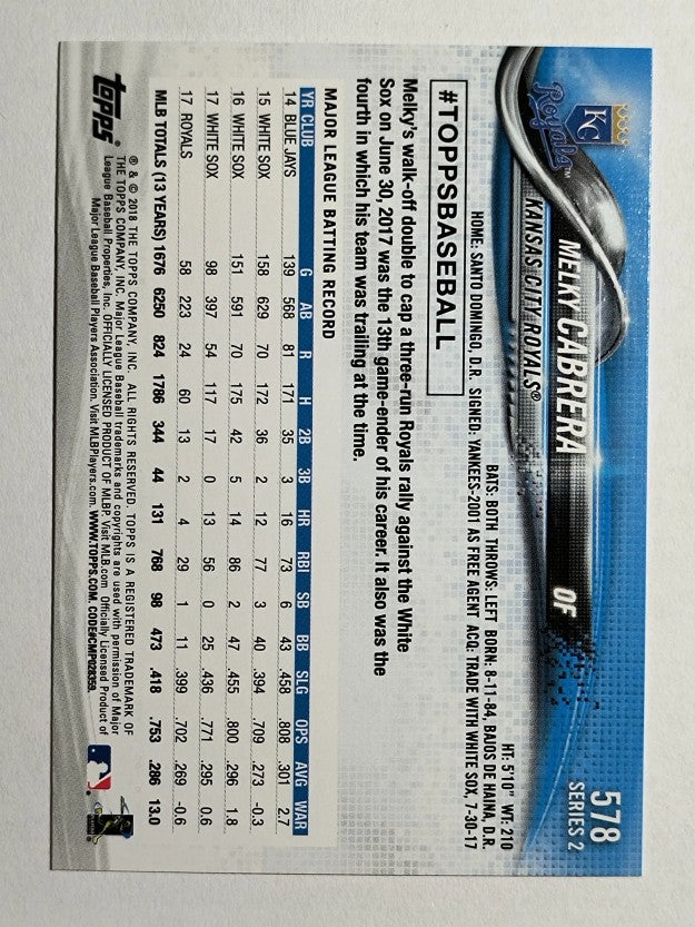 2018 Topps #578 Melky Cabrera