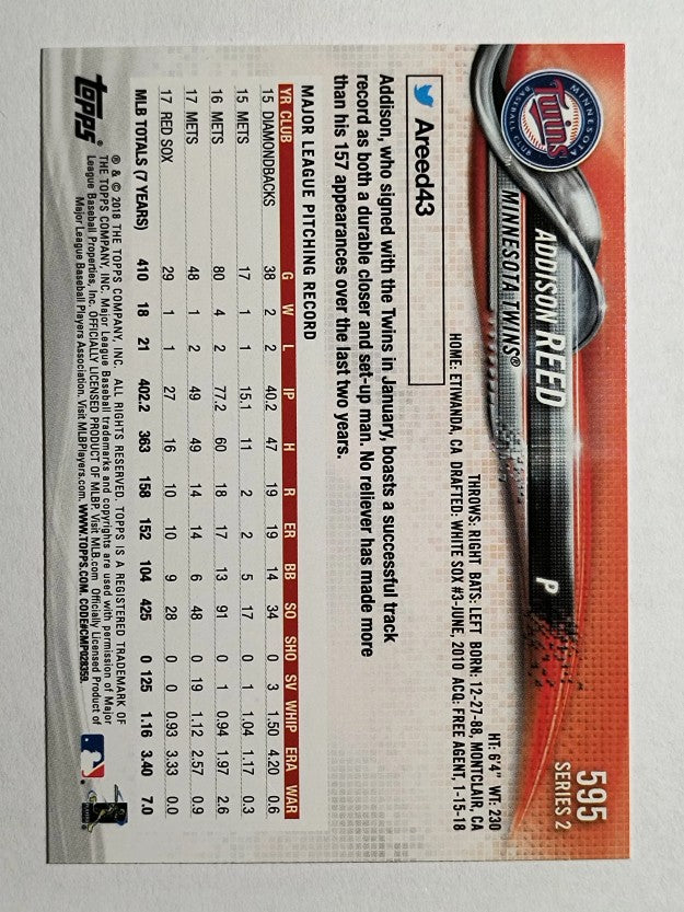 2018 Topps #595 Addison Reed
