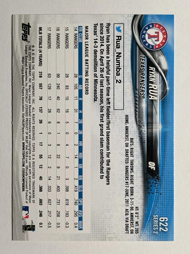 2018 Topps #622 Ryan Rua
